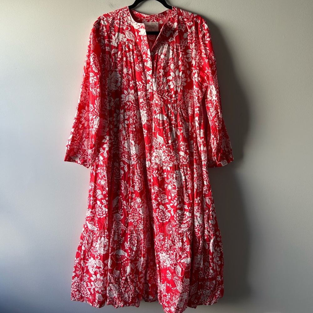 Hyacinth House red and white floral printed cotton midi/maxi dress